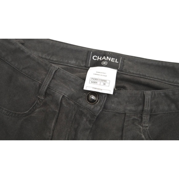 CHANEL Black Pants Pant Jeans Skinny Leg Pockets Zipper Stretch Sz 38 - Picture 7 of 8
